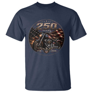 Retro Biker USA 250th Anniversary T Shirt Vintage 250 Years 1776 2026 Patriotic Motorcycle American Flag