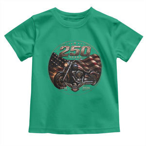 Retro Biker USA 250th Anniversary Toddler T Shirt Vintage 250 Years 1776 2026 Patriotic Motorcycle American Flag