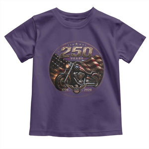 Retro Biker USA 250th Anniversary Toddler T Shirt Vintage 250 Years 1776 2026 Patriotic Motorcycle American Flag