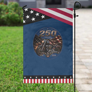 Retro Biker USA 250th Anniversary Patriotic Garden Flag Vintage 250 Years 1776 2026 Motorcycle American Flag