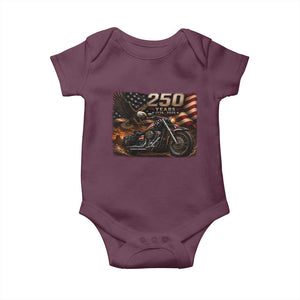 Retro Biker USA 250th Anniversary Baby Onesie American Flag Motorcycle Eagle Independence Day