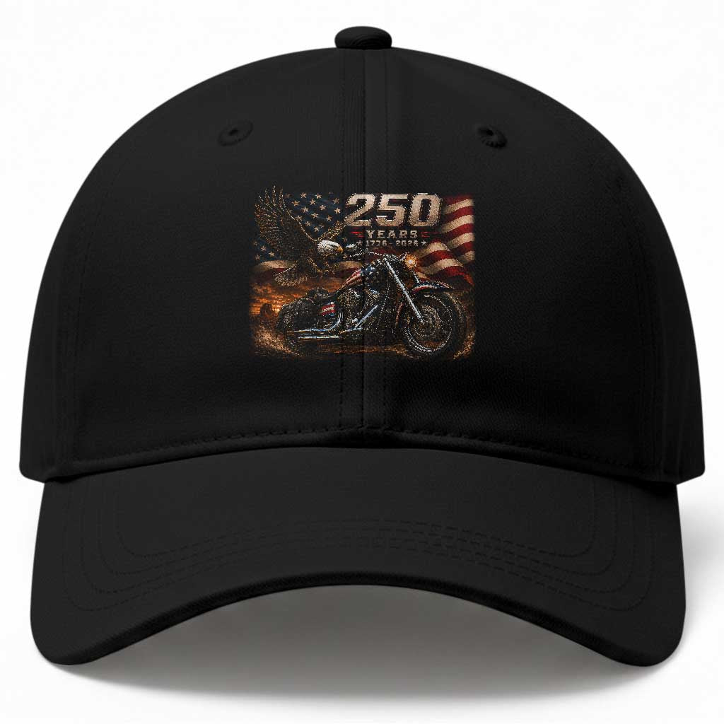Retro Biker USA 250th Anniversary Baseball Cap American Flag Motorcycle Eagle Independence Day