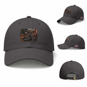 Retro Biker USA 250th Anniversary Baseball Cap American Flag Motorcycle Eagle Independence Day
