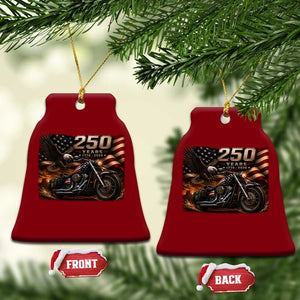 Retro Biker USA 250th Anniversary Ceramic Ornament American Flag Motorcycle Eagle Independence Day
