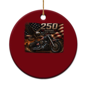 Retro Biker USA 250th Anniversary Ceramic Ornament American Flag Motorcycle Eagle Independence Day