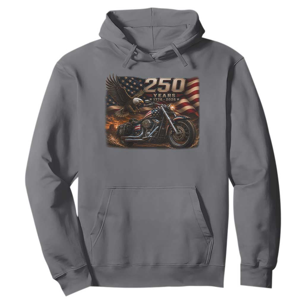 Retro Biker USA 250th Anniversary Hoodie American Flag Motorcycle Eagle Independence Day