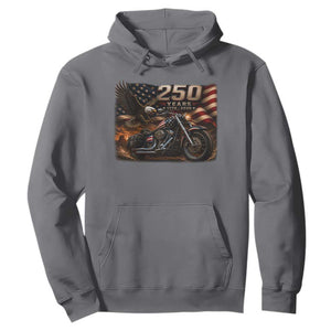 Retro Biker USA 250th Anniversary Hoodie American Flag Motorcycle Eagle Independence Day
