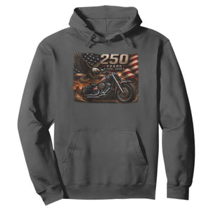 Retro Biker USA 250th Anniversary Hoodie American Flag Motorcycle Eagle Independence Day