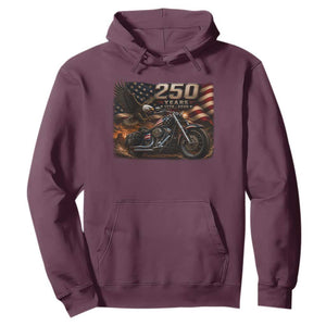 Retro Biker USA 250th Anniversary Hoodie American Flag Motorcycle Eagle Independence Day
