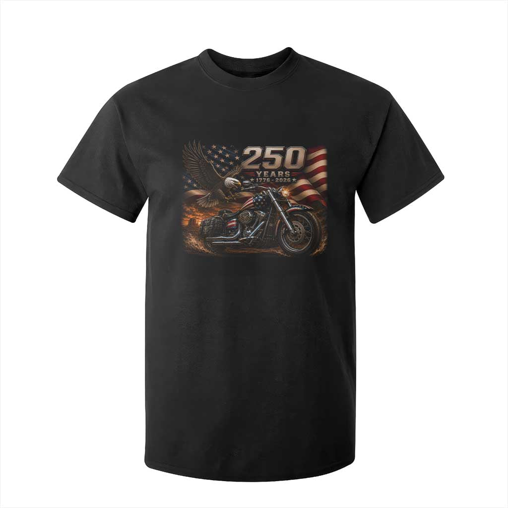 Retro Biker USA 250th Anniversary T Shirt For Kid American Flag Motorcycle Eagle Independence Day