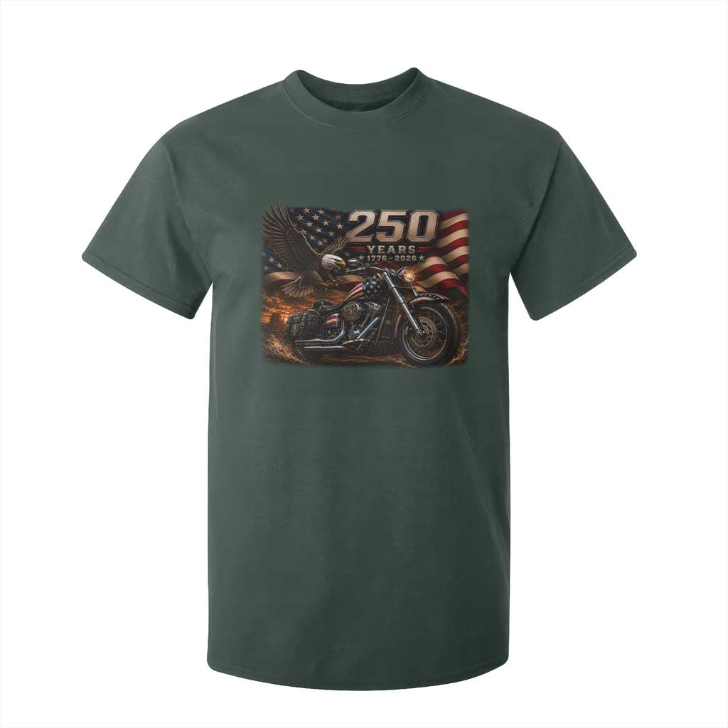 Retro Biker USA 250th Anniversary T Shirt For Kid American Flag Motorcycle Eagle Independence Day
