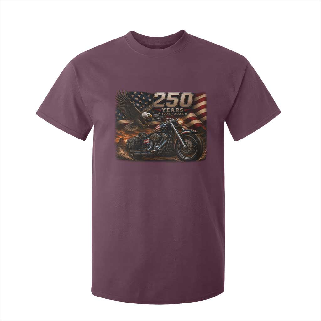 Retro Biker USA 250th Anniversary T Shirt For Kid American Flag Motorcycle Eagle Independence Day