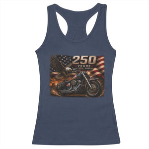 Retro Biker USA 250th Anniversary Racerback Tank Top American Flag Motorcycle Eagle Independence Day