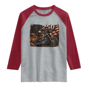 Retro Biker USA 250th Anniversary Raglan Shirt American Flag Motorcycle Eagle Independence Day