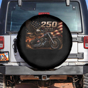 Retro Biker USA 250th Anniversary Spare Tire Cover American Flag Motorcycle Eagle Independence Day