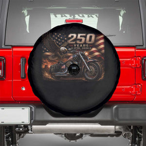 Retro Biker USA 250th Anniversary Spare Tire Cover American Flag Motorcycle Eagle Independence Day