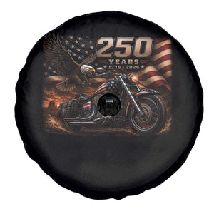 Retro Biker USA 250th Anniversary Spare Tire Cover American Flag Motorcycle Eagle Independence Day