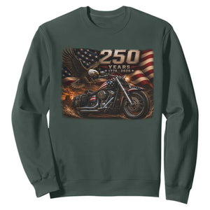 Retro Biker USA 250th Anniversary Sweatshirt American Flag Motorcycle Eagle Independence Day