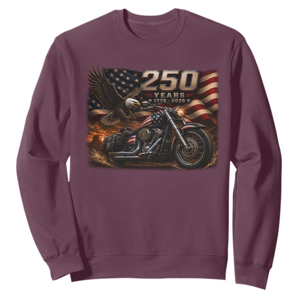 Retro Biker USA 250th Anniversary Sweatshirt American Flag Motorcycle Eagle Independence Day