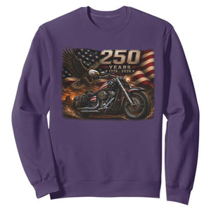 Retro Biker USA 250th Anniversary Sweatshirt American Flag Motorcycle Eagle Independence Day