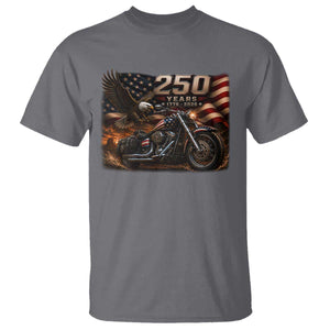 Retro Biker USA 250th Anniversary T Shirt American Flag Motorcycle Eagle Independence Day