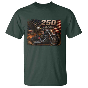 Retro Biker USA 250th Anniversary T Shirt American Flag Motorcycle Eagle Independence Day