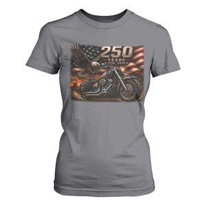 Retro Biker USA 250th Anniversary T Shirt For Women American Flag Motorcycle Eagle Independence Day