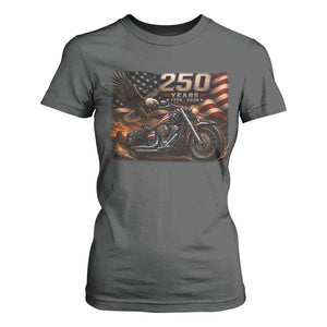 Retro Biker USA 250th Anniversary T Shirt For Women American Flag Motorcycle Eagle Independence Day
