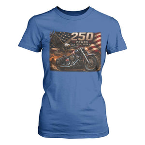 Retro Biker USA 250th Anniversary T Shirt For Women American Flag Motorcycle Eagle Independence Day