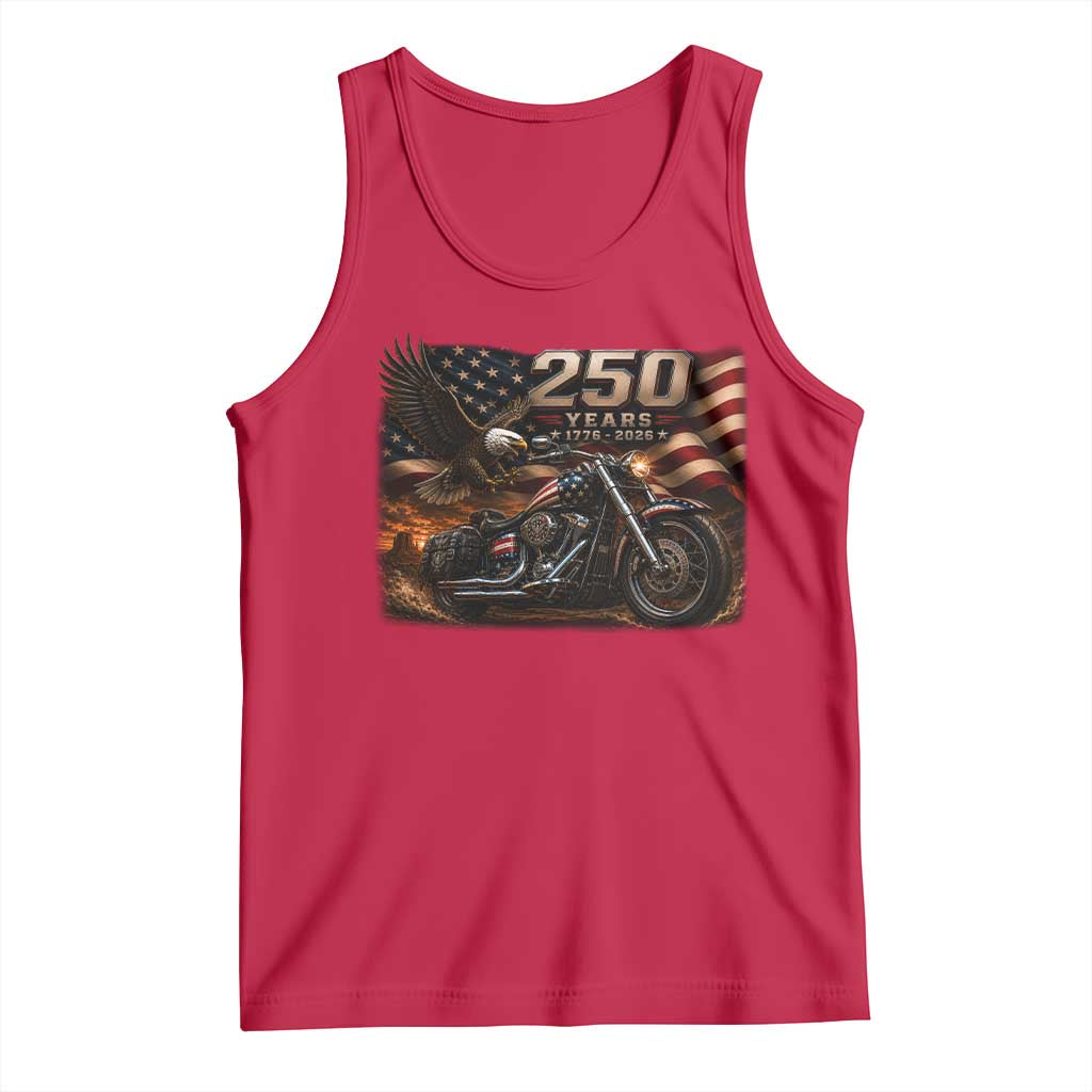 Retro Biker USA 250th Anniversary Tank Top American Flag Motorcycle Eagle Independence Day