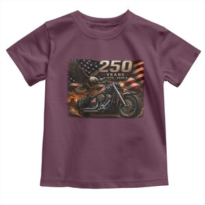 Retro Biker USA 250th Anniversary Toddler T Shirt American Flag Motorcycle Eagle Independence Day