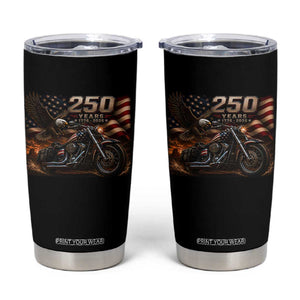 Retro Biker USA 250th Anniversary Tumbler Cup American Flag Motorcycle Eagle Independence Day