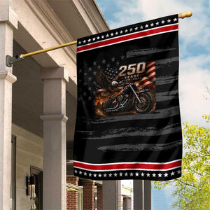 Retro Biker USA 250th Anniversary Patriotic Garden Flag American Flag Motorcycle Eagle Independence Day