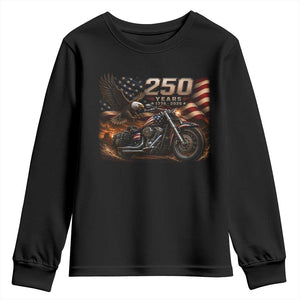 Retro Biker USA 250th Anniversary Youth Sweatshirt American Flag Motorcycle Eagle Independence Day