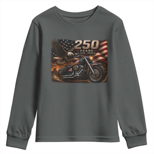 Retro Biker USA 250th Anniversary Youth Sweatshirt American Flag Motorcycle Eagle Independence Day