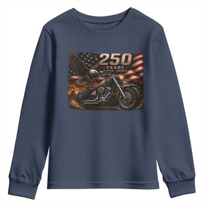 Retro Biker USA 250th Anniversary Youth Sweatshirt American Flag Motorcycle Eagle Independence Day