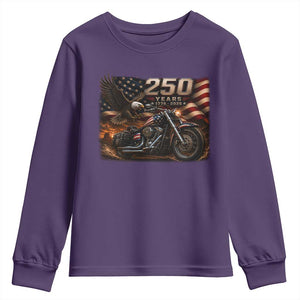 Retro Biker USA 250th Anniversary Youth Sweatshirt American Flag Motorcycle Eagle Independence Day
