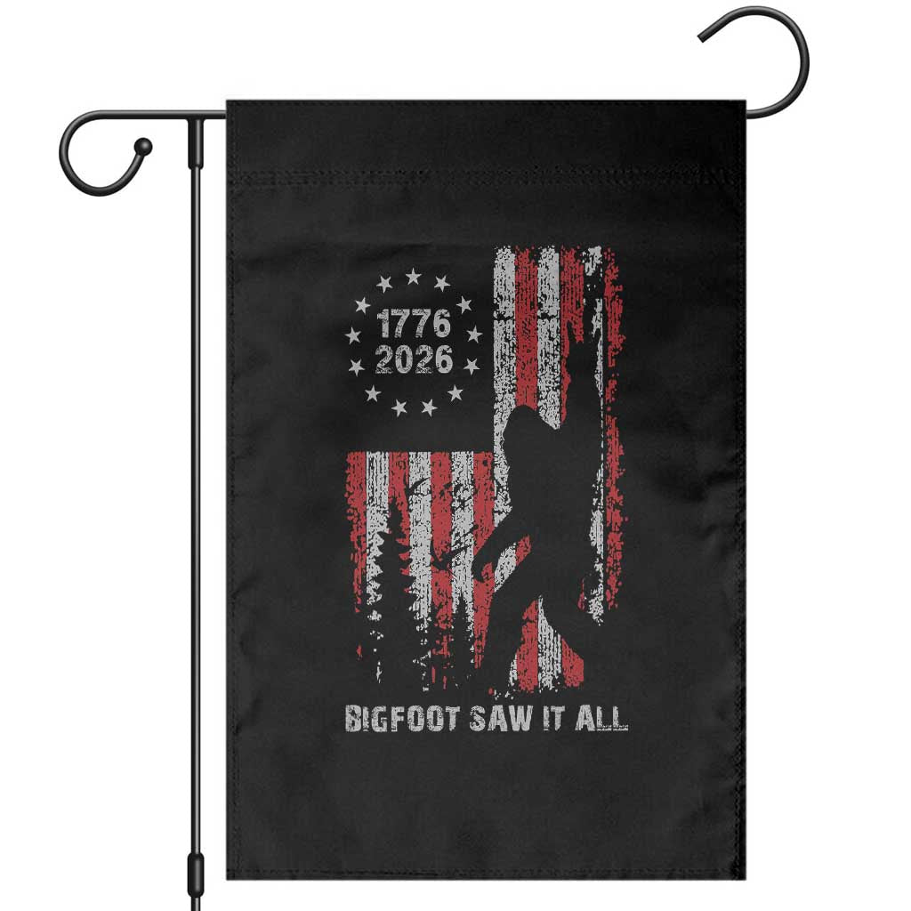 Bigfoot Sasquatch USA 250th Anniversary Garden Flag Retro Bigfoot Saw It All 250 Years 1776 2026 4th of July TS10 Black Print Your Wear