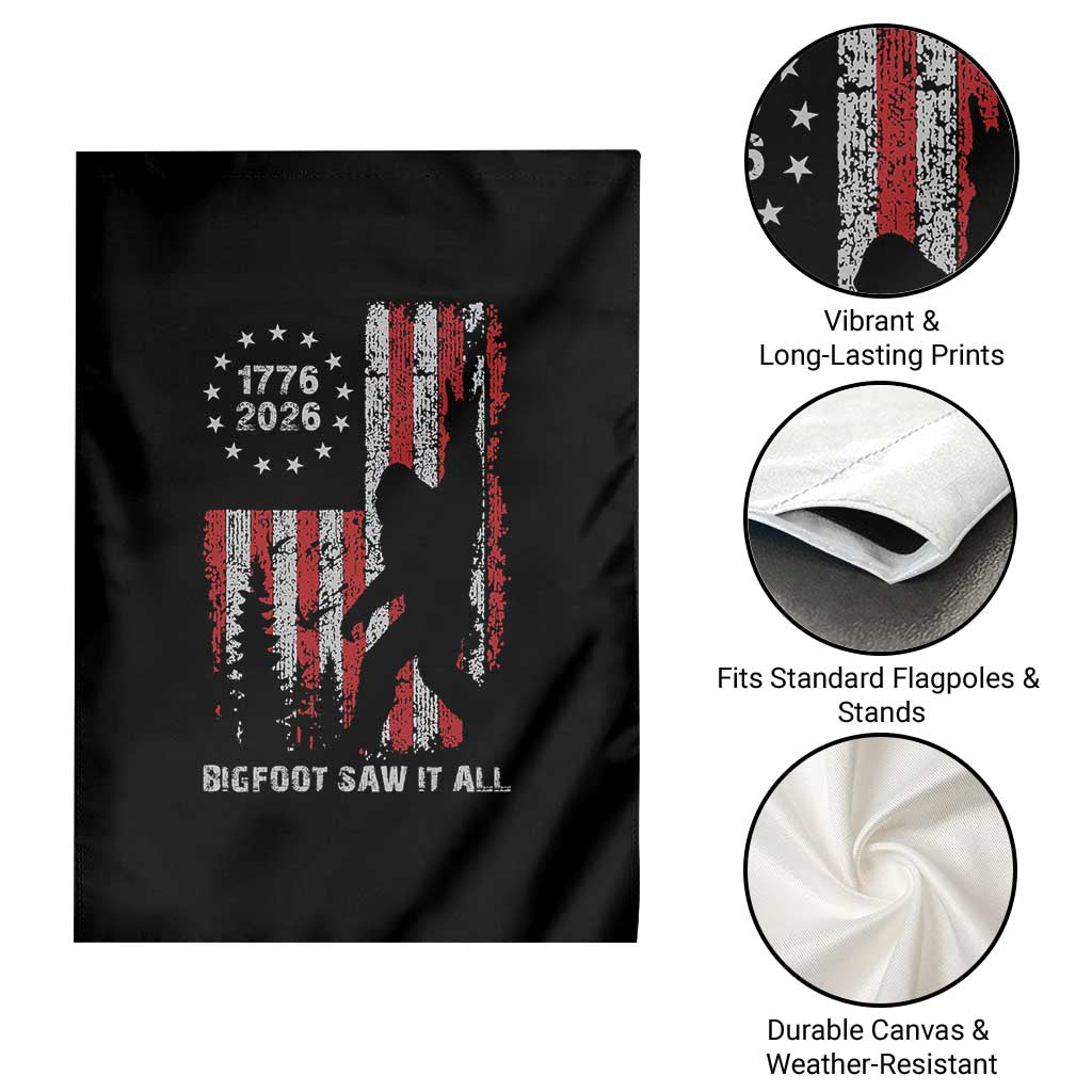 Bigfoot Sasquatch USA 250th Anniversary Garden Flag Retro Bigfoot Saw It All 250 Years 1776 2026 4th of July