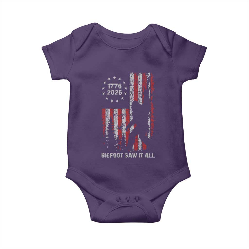 Bigfoot Sasquatch USA 250th Anniversary Baby Onesie Retro Bigfoot Saw It All 250 Years 1776 2026 4th of July