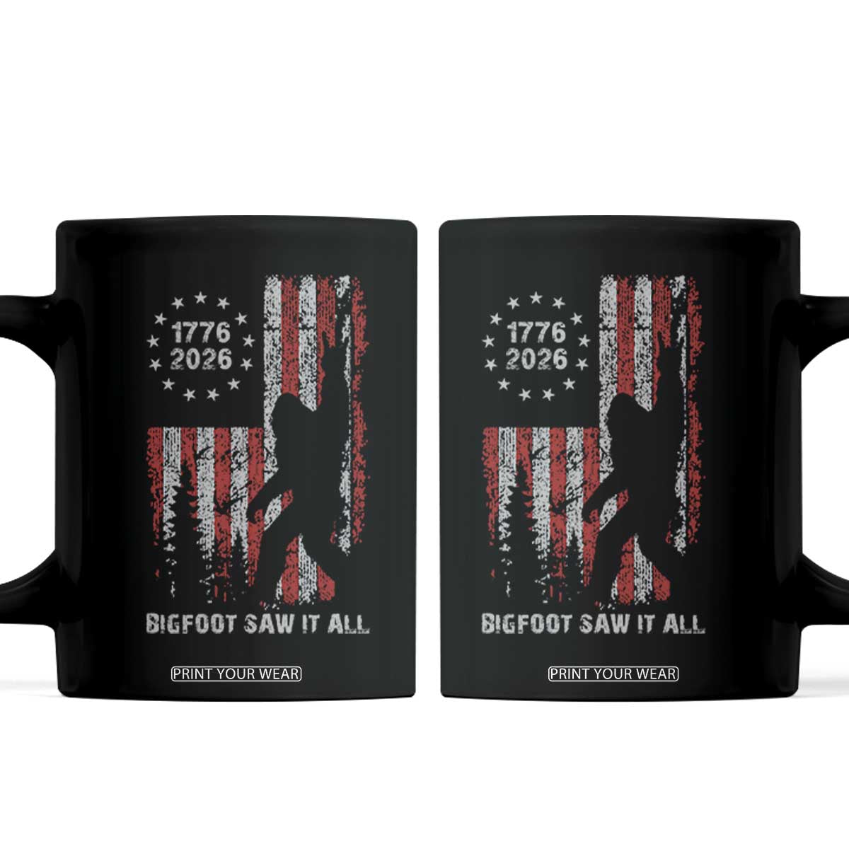 Bigfoot Sasquatch USA 250th Anniversary Coffee Mug Retro Bigfoot Saw It All 250 Years 1776 2026 4th of July