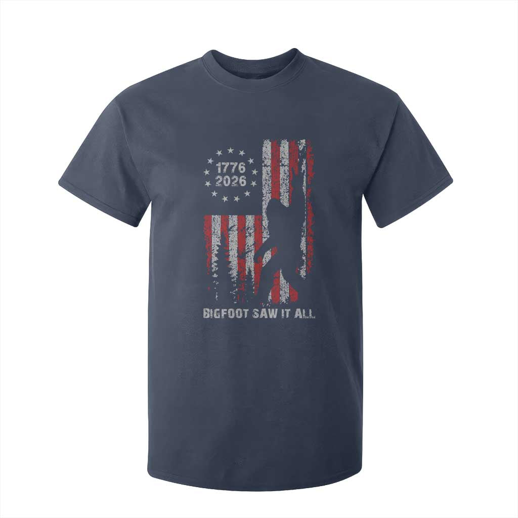 Bigfoot Sasquatch USA 250th Anniversary T Shirt For Kid Retro Bigfoot Saw It All 250 Years 1776 2026 4th of July
