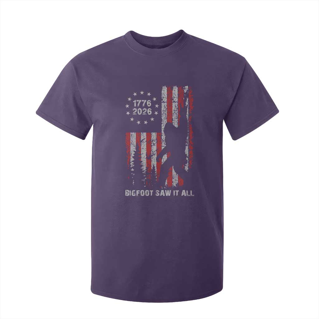 Bigfoot Sasquatch USA 250th Anniversary T Shirt For Kid Retro Bigfoot Saw It All 250 Years 1776 2026 4th of July