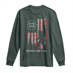 Bigfoot Sasquatch USA 250th Anniversary Long Sleeve Shirt Retro Bigfoot Saw It All 250 Years 1776 2026 4th of July