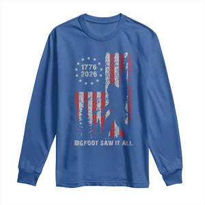 Bigfoot Sasquatch USA 250th Anniversary Long Sleeve Shirt Retro Bigfoot Saw It All 250 Years 1776 2026 4th of July