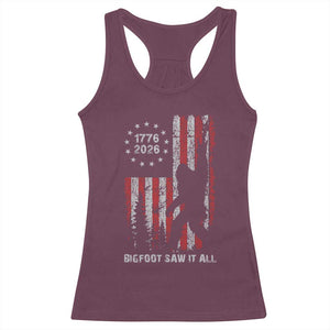 Bigfoot Sasquatch USA 250th Anniversary Racerback Tank Top Retro Bigfoot Saw It All 250 Years 1776 2026 4th of July
