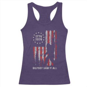 Bigfoot Sasquatch USA 250th Anniversary Racerback Tank Top Retro Bigfoot Saw It All 250 Years 1776 2026 4th of July