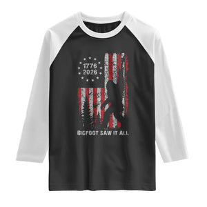 Bigfoot Sasquatch USA 250th Anniversary Raglan Shirt Retro Bigfoot Saw It All 250 Years 1776 2026 4th of July
