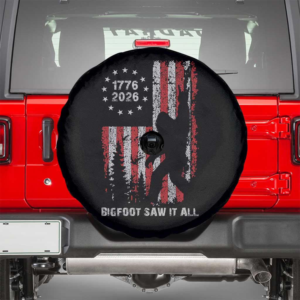 Bigfoot Sasquatch USA 250th Anniversary Spare Tire Cover Retro Bigfoot Saw It All 250 Years 1776 2026 4th of July