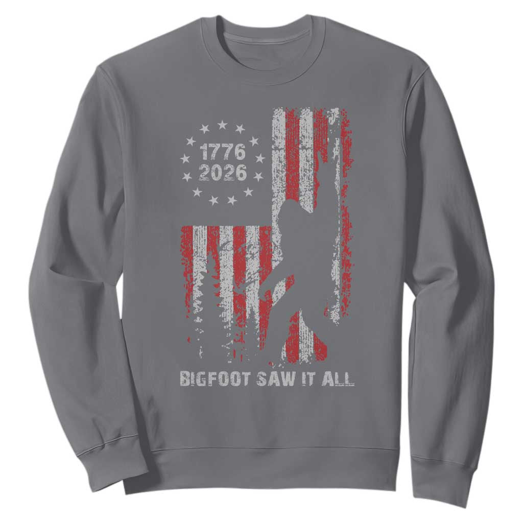 Bigfoot Sasquatch USA 250th Anniversary Sweatshirt Retro Bigfoot Saw It All 250 Years 1776 2026 4th of July